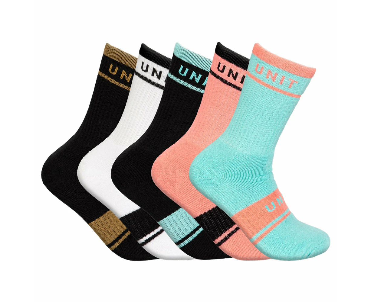 Unit | Womens Equip Hi Lux Bamboo Socks 5 Pack (Multi)