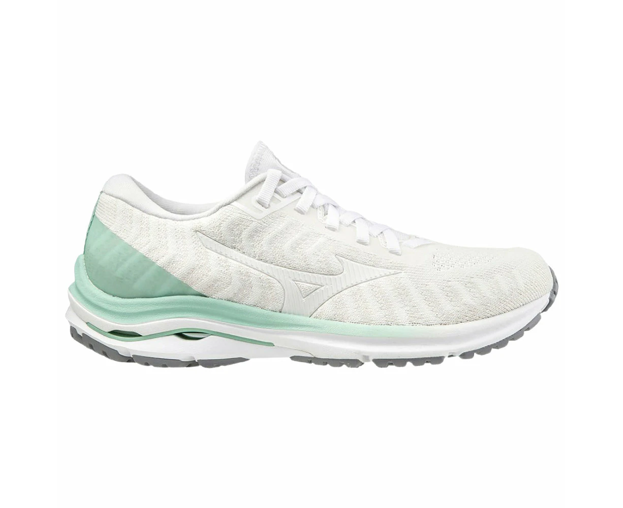 Mizuno | Womens Wave Rider 24 Waveknit (White/Grey Jade) - 7