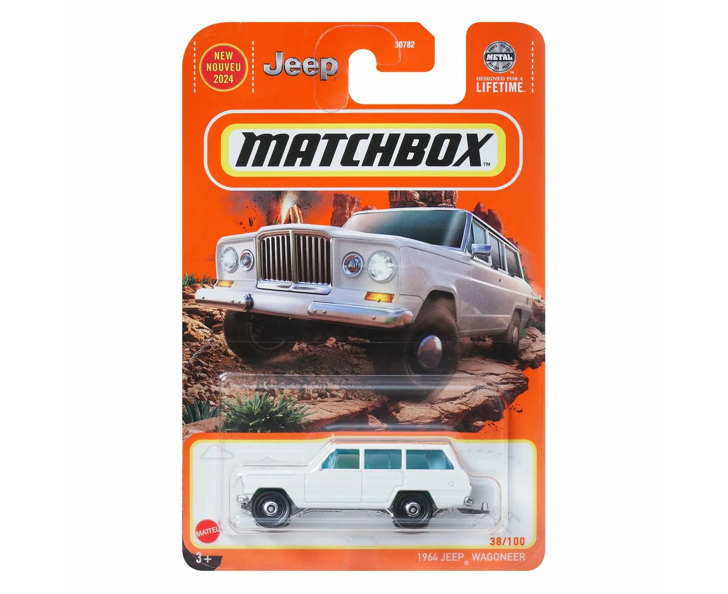 Matchbox Car Collection 2024 Mix 11L Vehicles Long Card - 1964 Jeep Wagoneer White