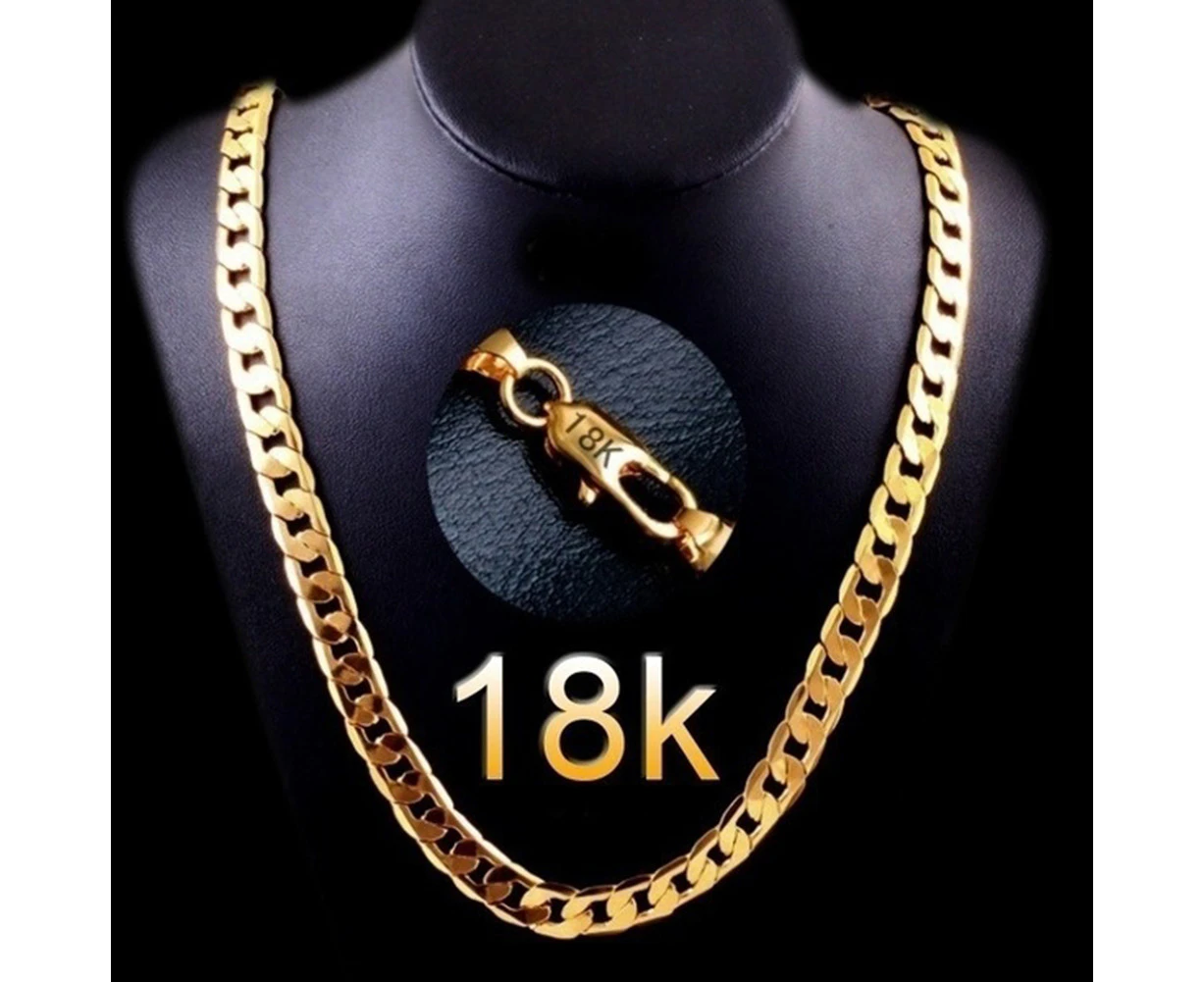 Fashion Men 18K Gold Necklace Cuban Chain Necklace For Men Jewelry Gifts