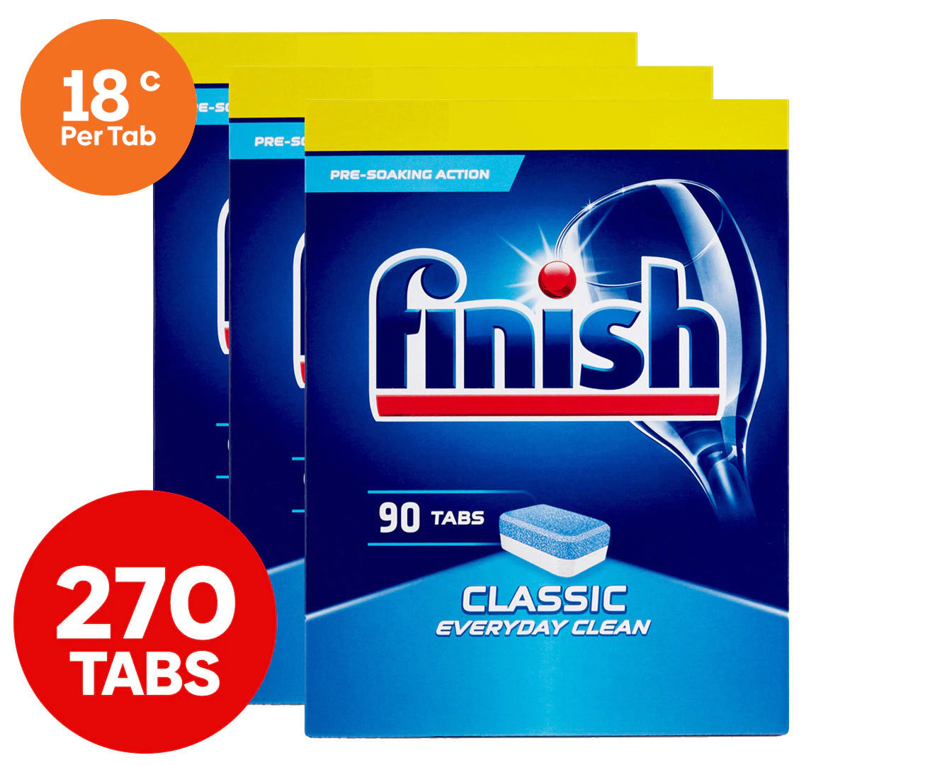 3 x 90pk Finish Classic Dishwashing Tabs