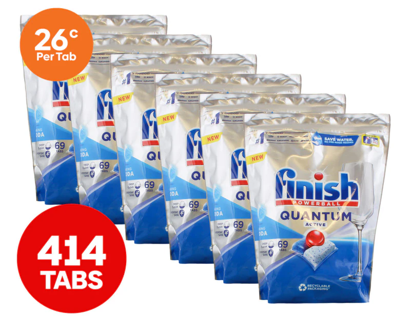 6 x 69pk Finish Powerball Quantum Active Dishwashing Tabs