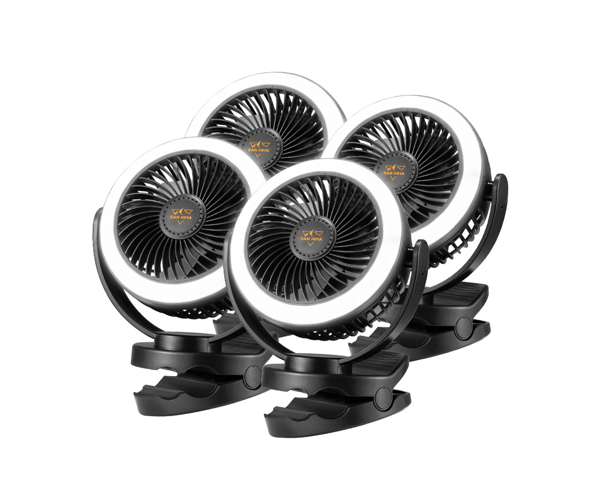 4X San Hima 10000mAh Camping Fan Portable W/ LED Light USB Rechargeable Clip On