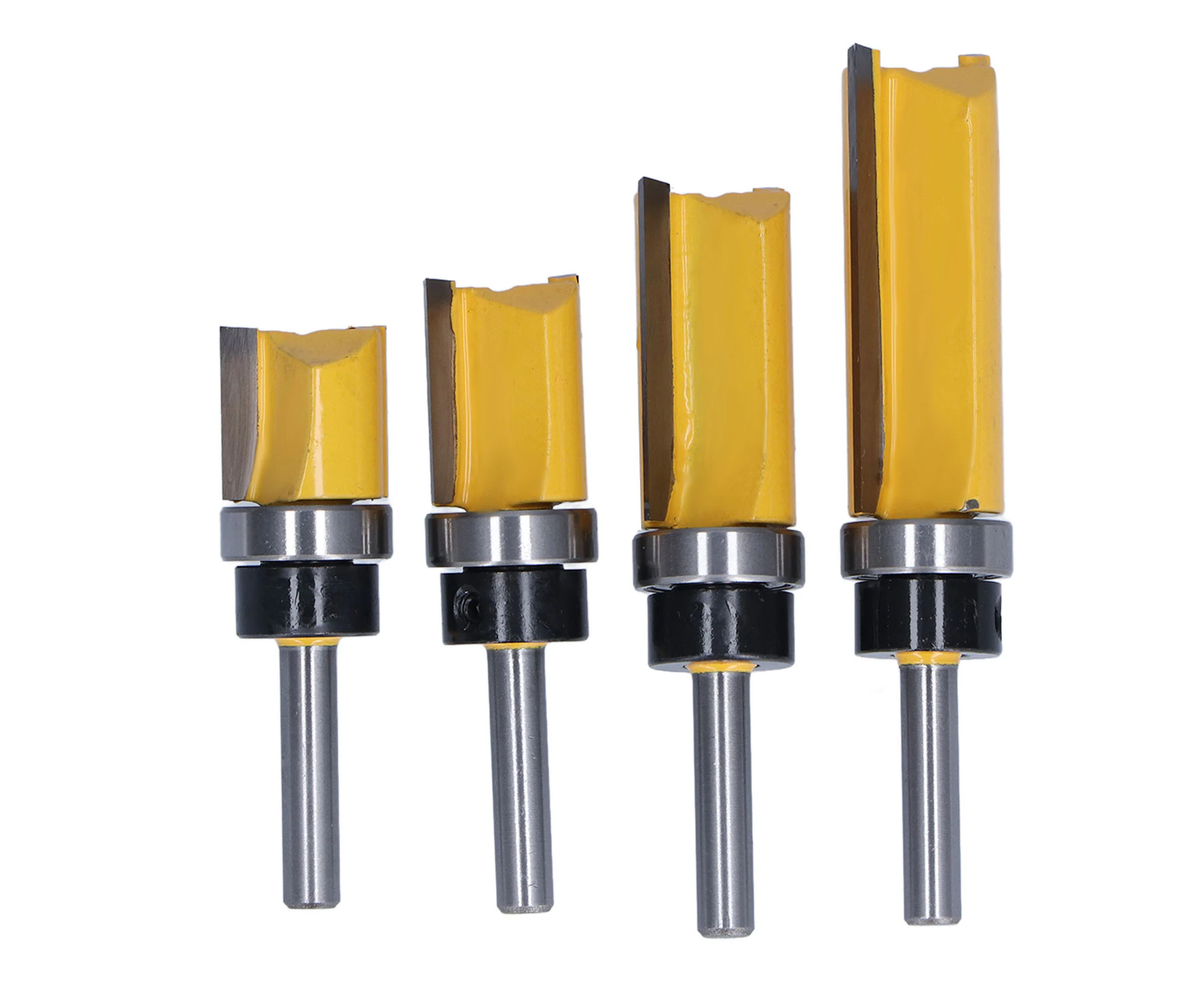 4Pcs Flush Trim Router Bit Pattern Straight Bearing Milling Cutter 19mm Diameter 1/4in Shank