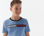 Tommy Hilfiger Boys' Tino Fashion Short Sleeve Tee / T-Shirt / Tshirt - Peri Blue