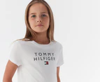 Tommy Hilfiger Girls' Stacked Short Sleeve Tee / T-Shirt / Tshirt - Optic White