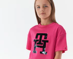 Tommy Hilfiger Girls' Monogram Sequins Short Sleeve Tee / T-Shirt / Tshirt - Pink