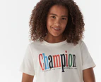 Champion Youth Sports Graphic Boxy Tee / T-Shirt / Tshirt - Cream/Multi