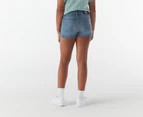 Calvin Klein Girls' Youth High Rise Relaxed Denim Shorts - Mid Blue