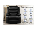 ALFORDSON Recliner Chair Armchair Lounge Sofa Padded Single Couch Leather Black