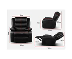 ALFORDSON Recliner Chair Armchair Lounge Sofa Padded Single Couch Leather Black