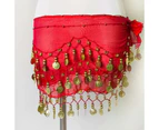 1X 3Rows Belly Dance Dancing Hip Scarf Belt Chain Skirt Golden Tone 98 Coin Bead