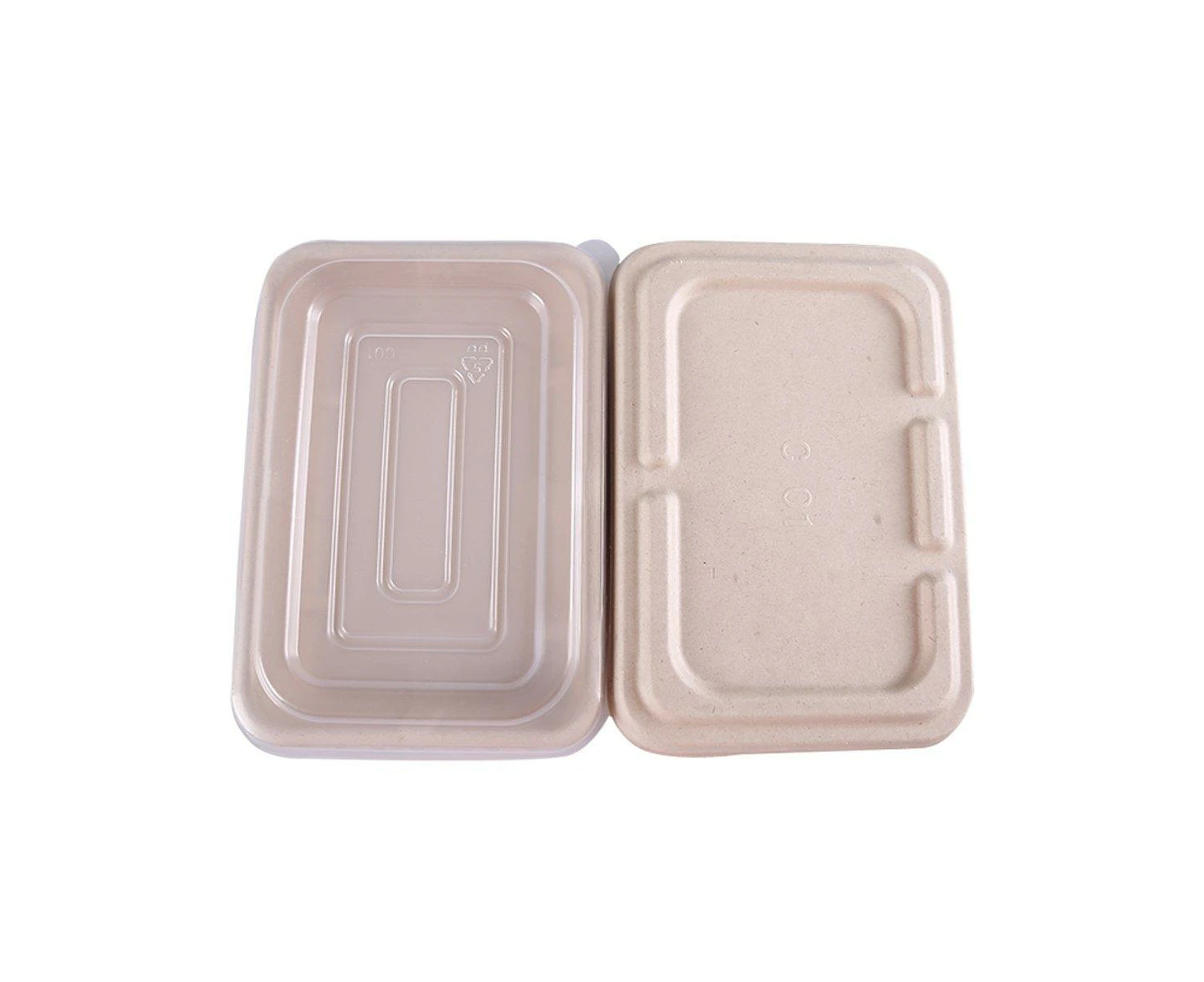 50PCS Square Disposable Lunch Box Thickened Takeout Salad Bowl Natural Colour