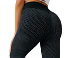 Women Yoga Pants Leggings High Waist Anti Cellulite Butt Lift Gym Fitness Black