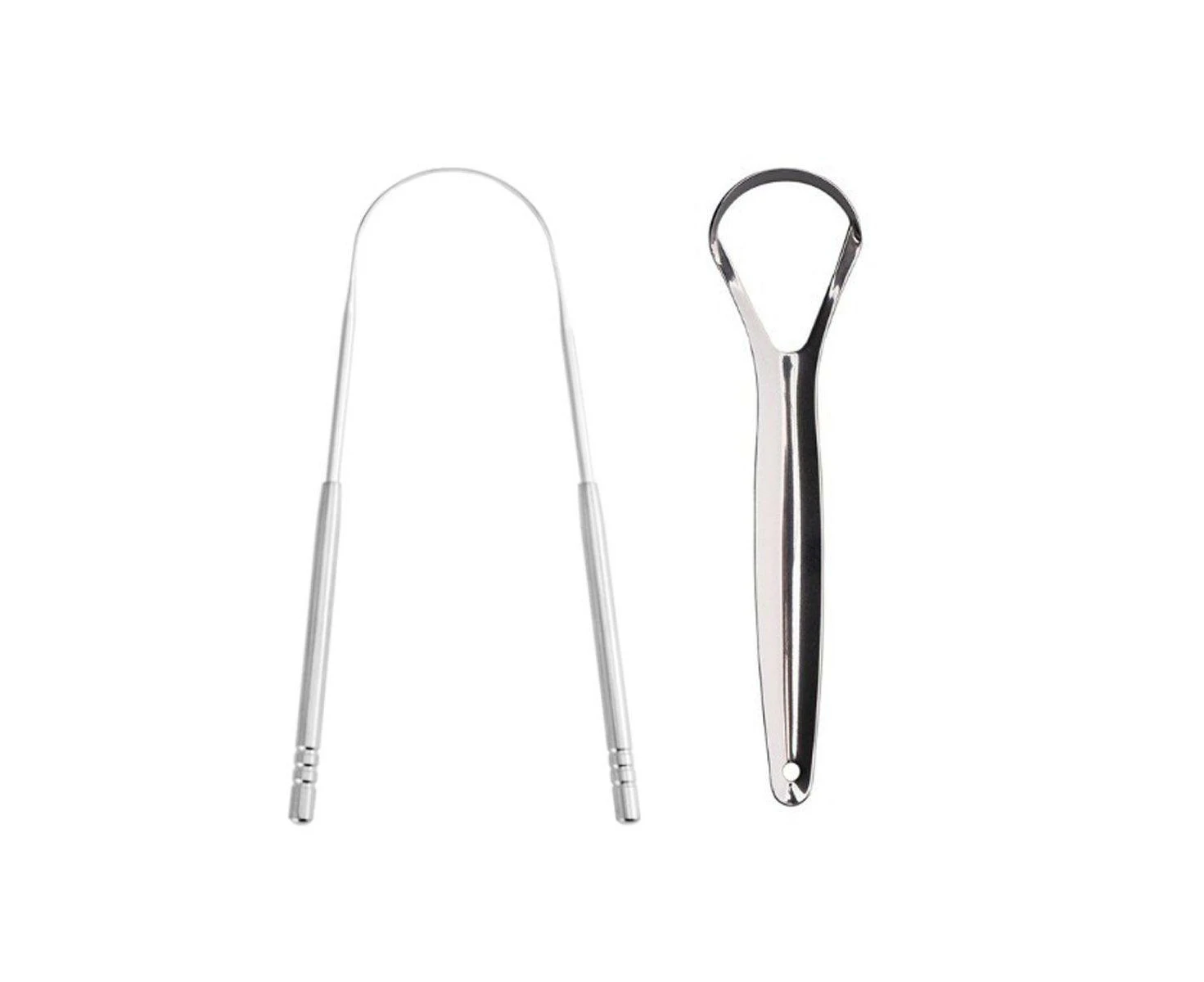 2pcs Stainless Steel Tongue Scraper Oral Tools Tongue Coating Cleaner Device