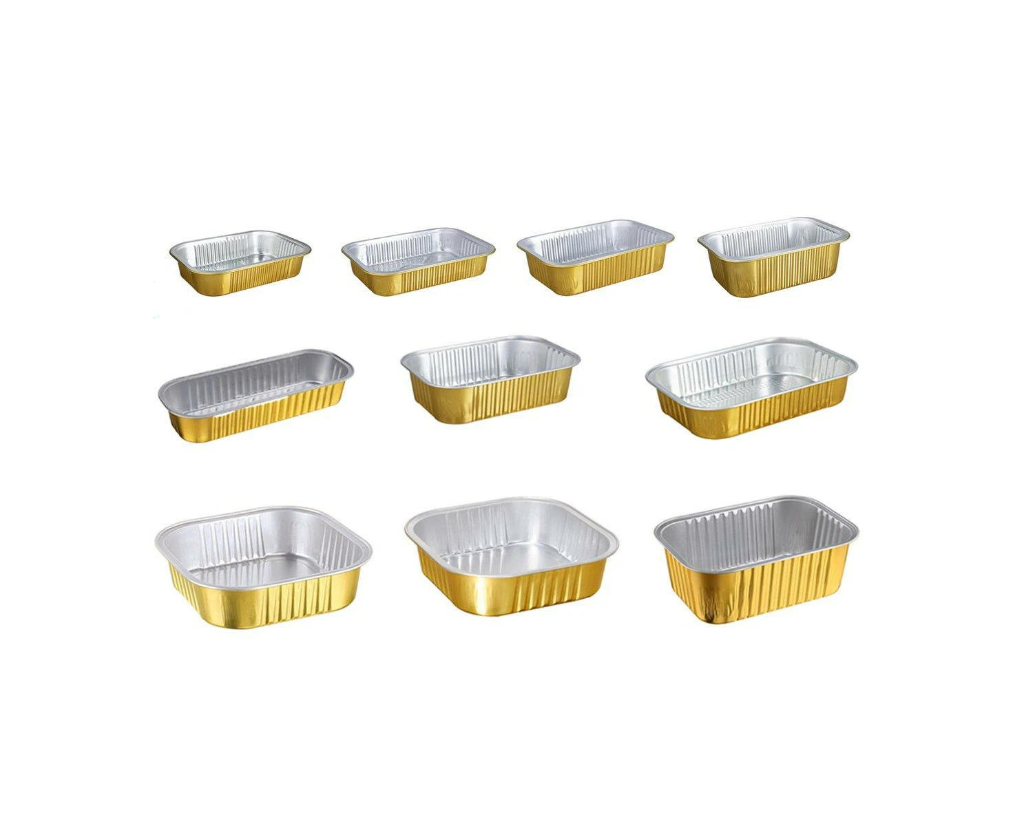 50 PCS Thickened Foil Box with Plastic Lid Rectangular Aluminum Foil