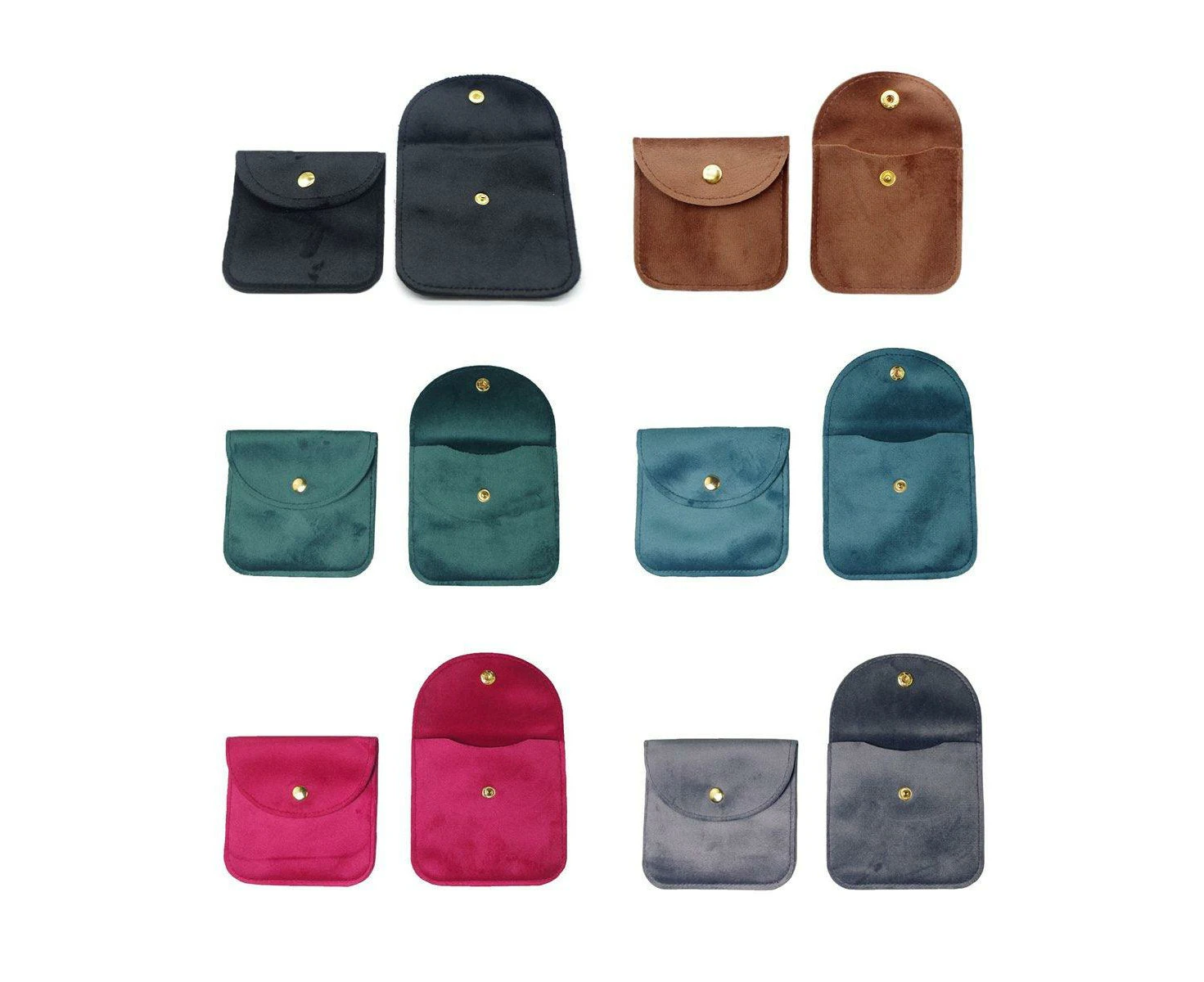 10pcs Velvet Jewelry Pouch Button Closure Thick Soft Ring Necklace Storage Bag