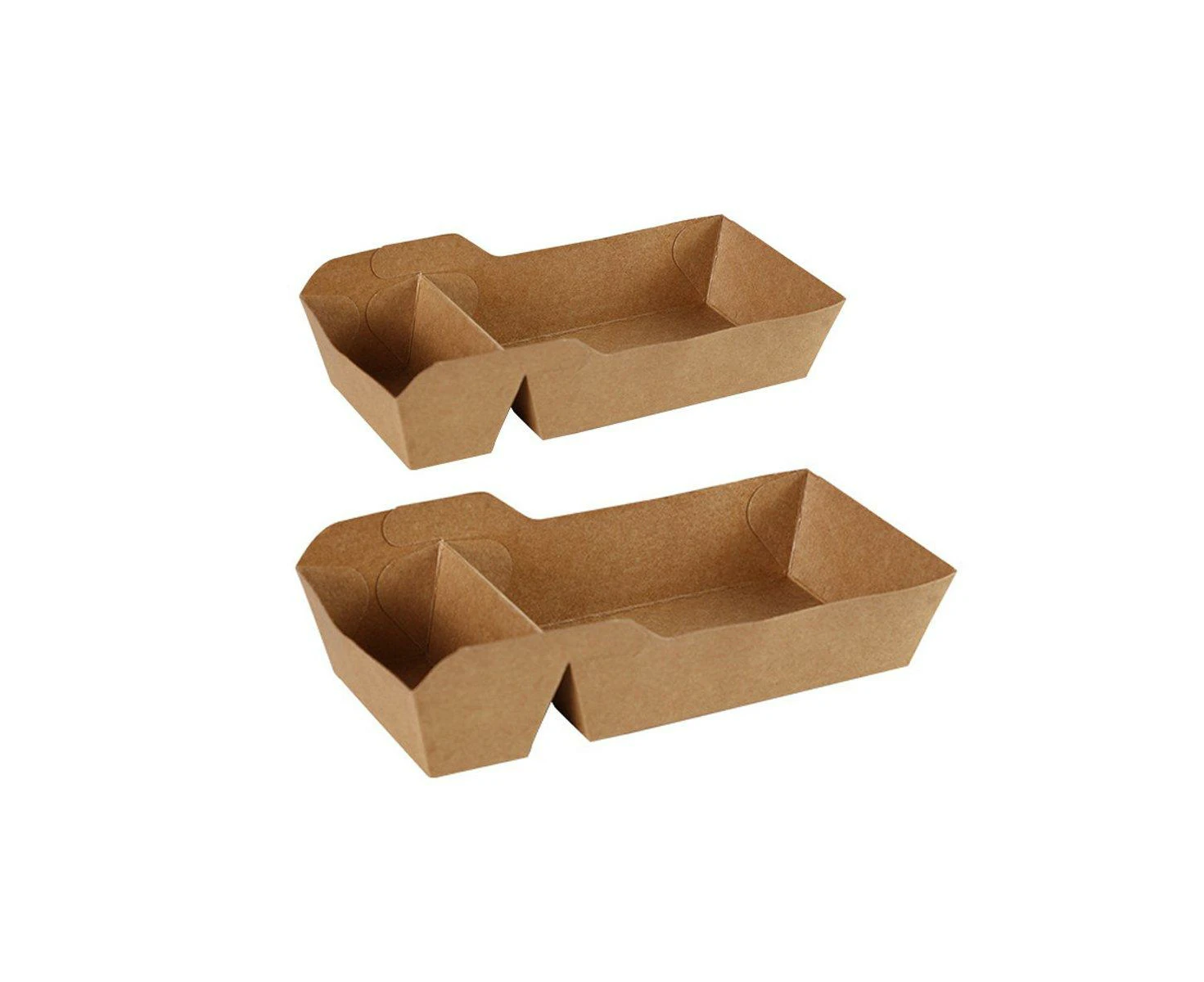 125pcs Eco-Friendly Kraft Paper Snack Boxes Dual Compartment Lunch Food Tray