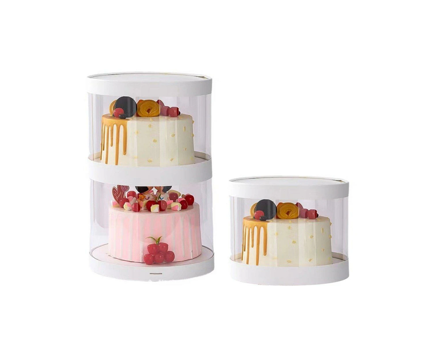 10pcs Transparent Round Cupcake Boxes Birthday Party Dessert Packaging Container