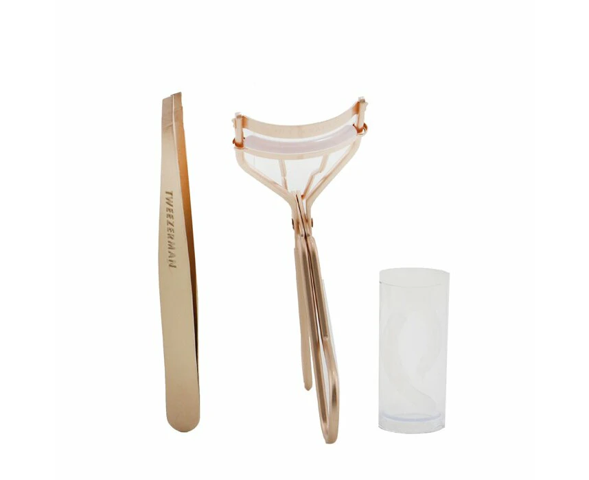 Tweezerman Rose Gold Slant Tweezer & Classic Lash Curler Gift Set  2pcs