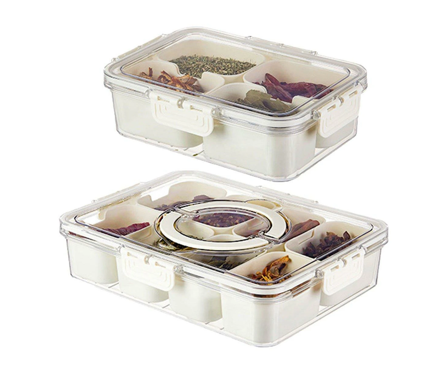 Food Grade Airtight Storage Box Portable Multi-compartment Seasoning Container