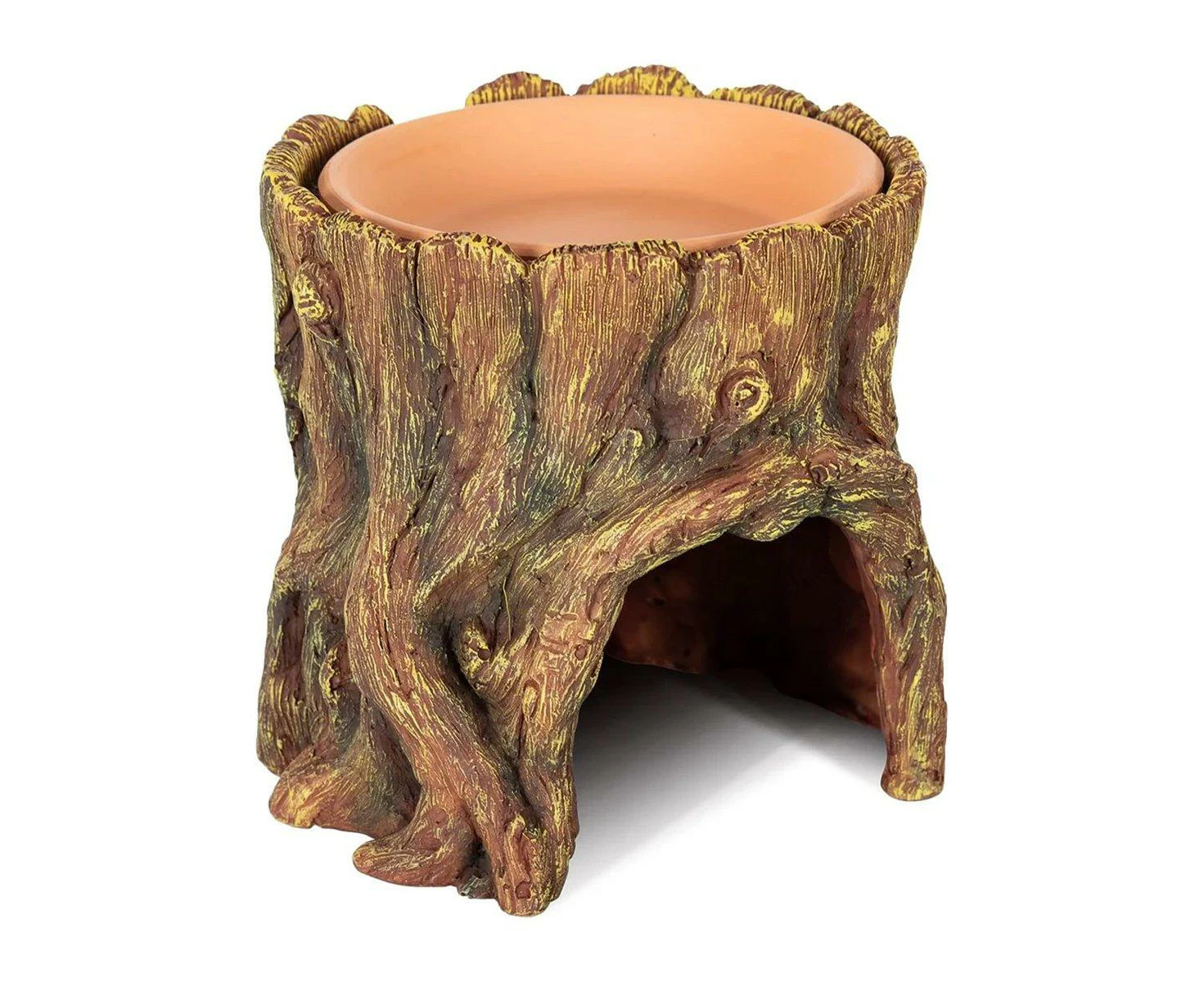 Tree Stump Reptile Cave Lizard Hide Terrarium Cave Home Decor Moisture Keeping