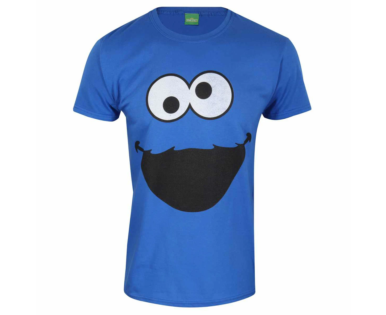 Sesame Street Unisex Adult Cookie Monster Face T-Shirt (Royal Blue) - HE2982