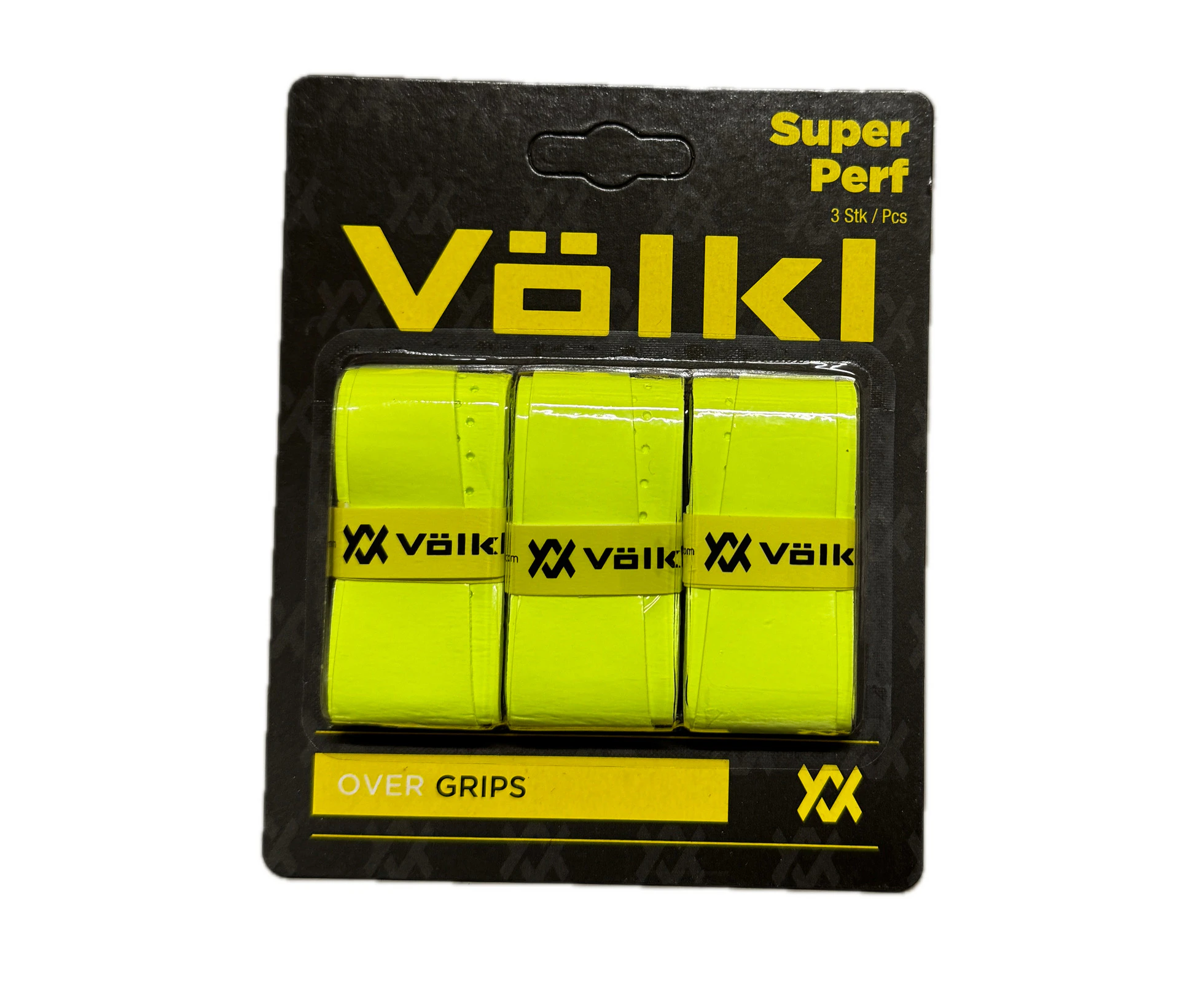 Volkl Super Perf Over Grip Neon Yellow Overgrip Tennis Squash Badminton - 3 Pack