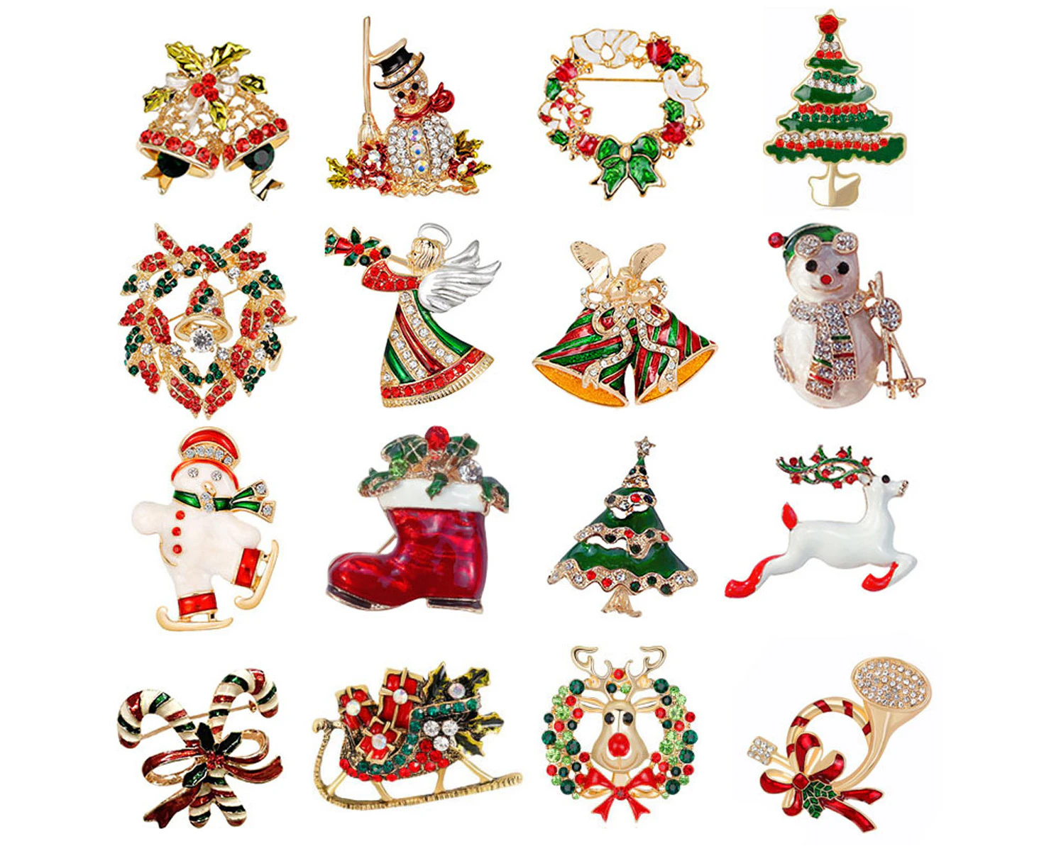 Christmas Brooches, Christmas Jewelry Gifts For Girls, Including Christmas Trees, Santa Claus, Jingle Bells, Reindeer,Style3