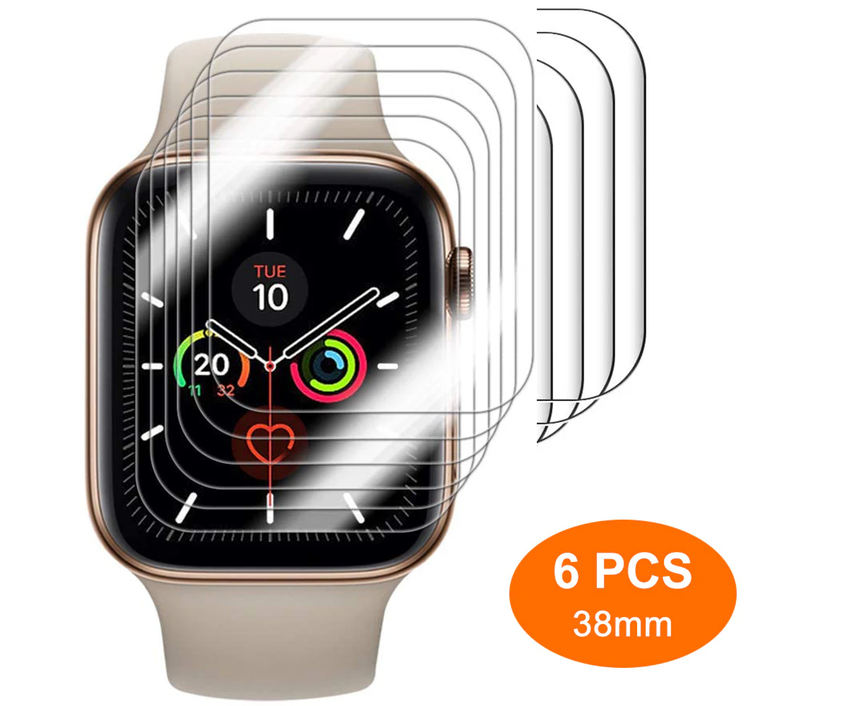 6-Pack Screen Protector Compatible With Apple Watch Series 1/2/3/4/5 (38/40Mm) Clear Tpu Anti-Bubble Hd Film,Series3 38Mm