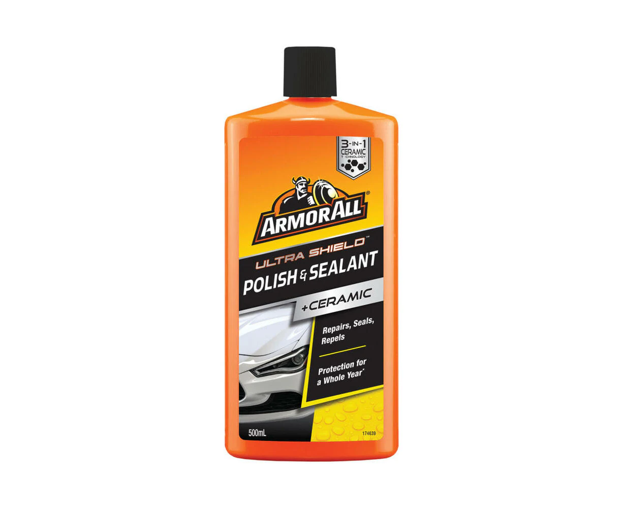 Armor All Ultra Shield Polish & Sealant With 3-in-1 Ceramic 500mL Repairs, Seals Repels, Protect Whole Year