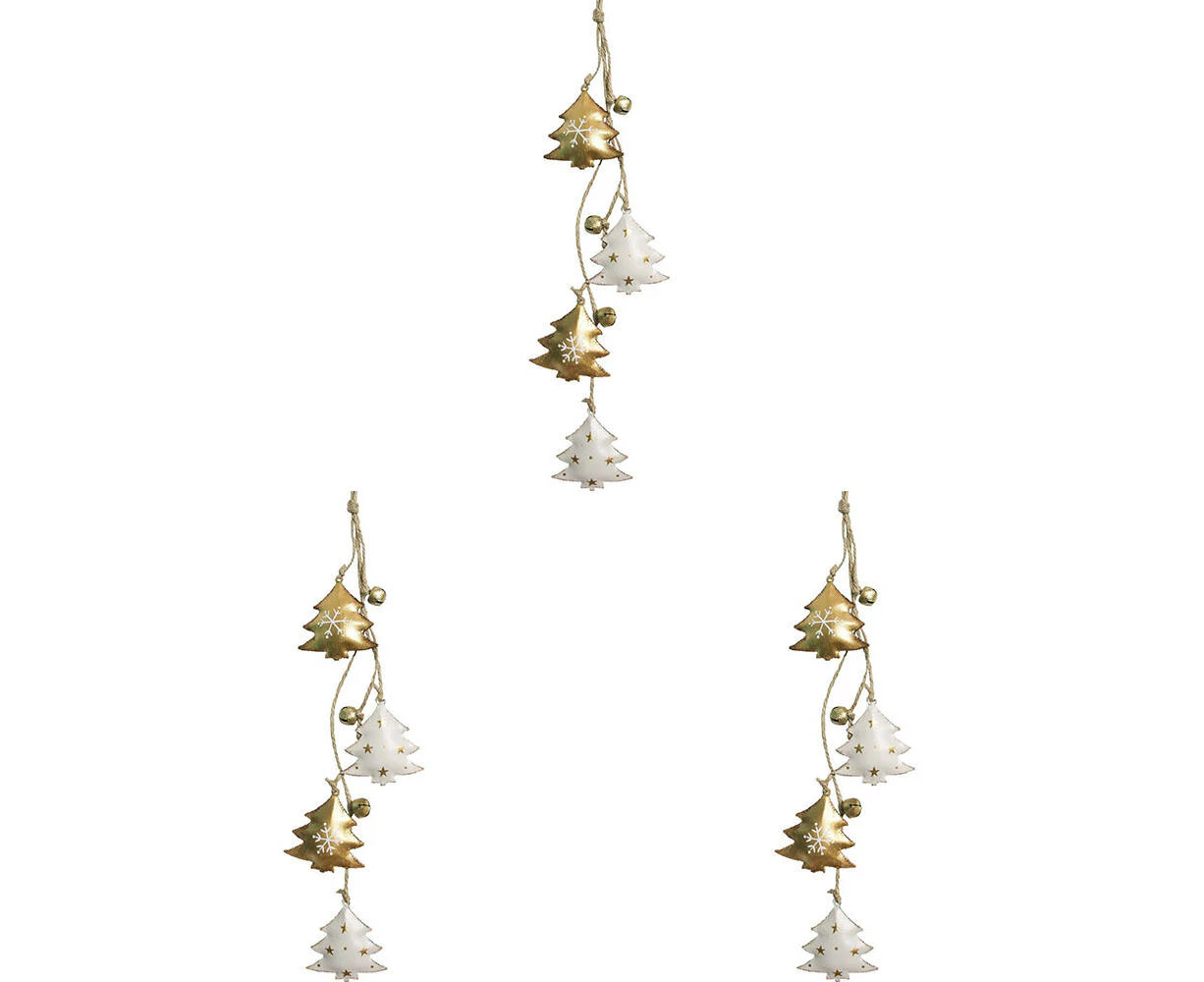 3x LVD Hanging Tree Cluster Metal/Beads Ornament Home Christmas Decor 40cm Gold