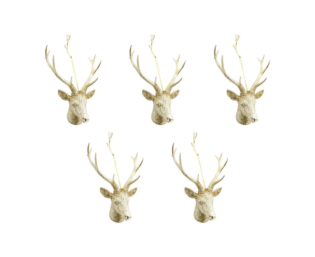 5x LVD Decoration Deer Head Plastic Hanging Ornament Home Holiday Decor 14cm