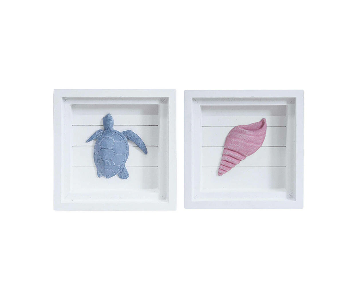 2x LVD Wall Hanging Art Coastal Display Home/Room/Lounge Decor 16x16cm Assorted