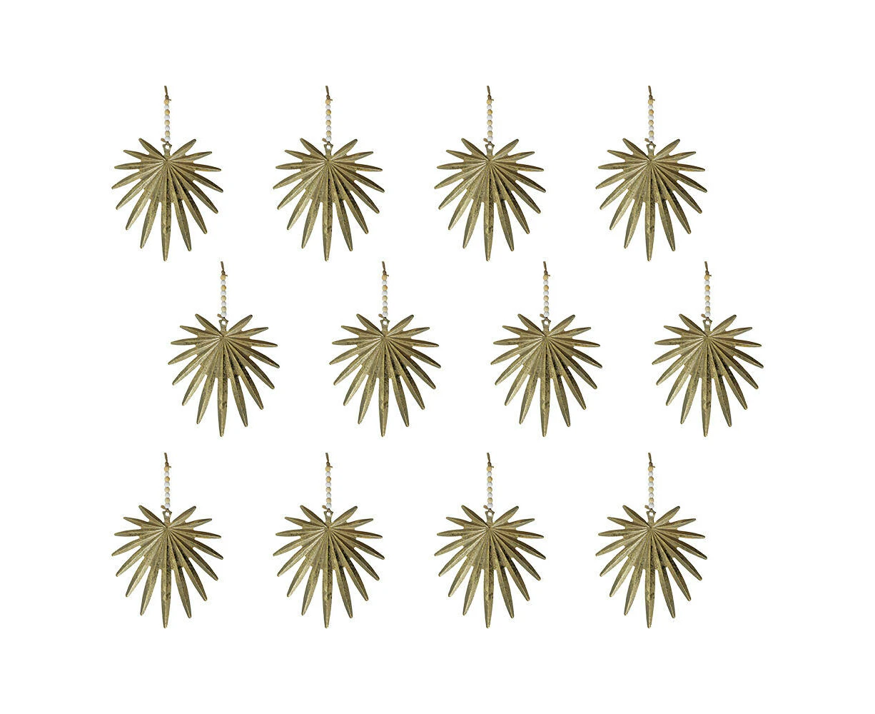 12x LVD Hang Palm Metal Ornament Home/Lounge Hanging Christmas Decor 16cm Gold