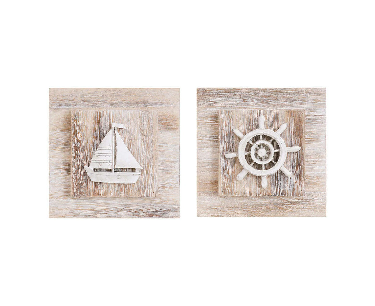 2x LVD Wall Art Natural Home/Office Hanging Decorative Display 16x16cm Assorted