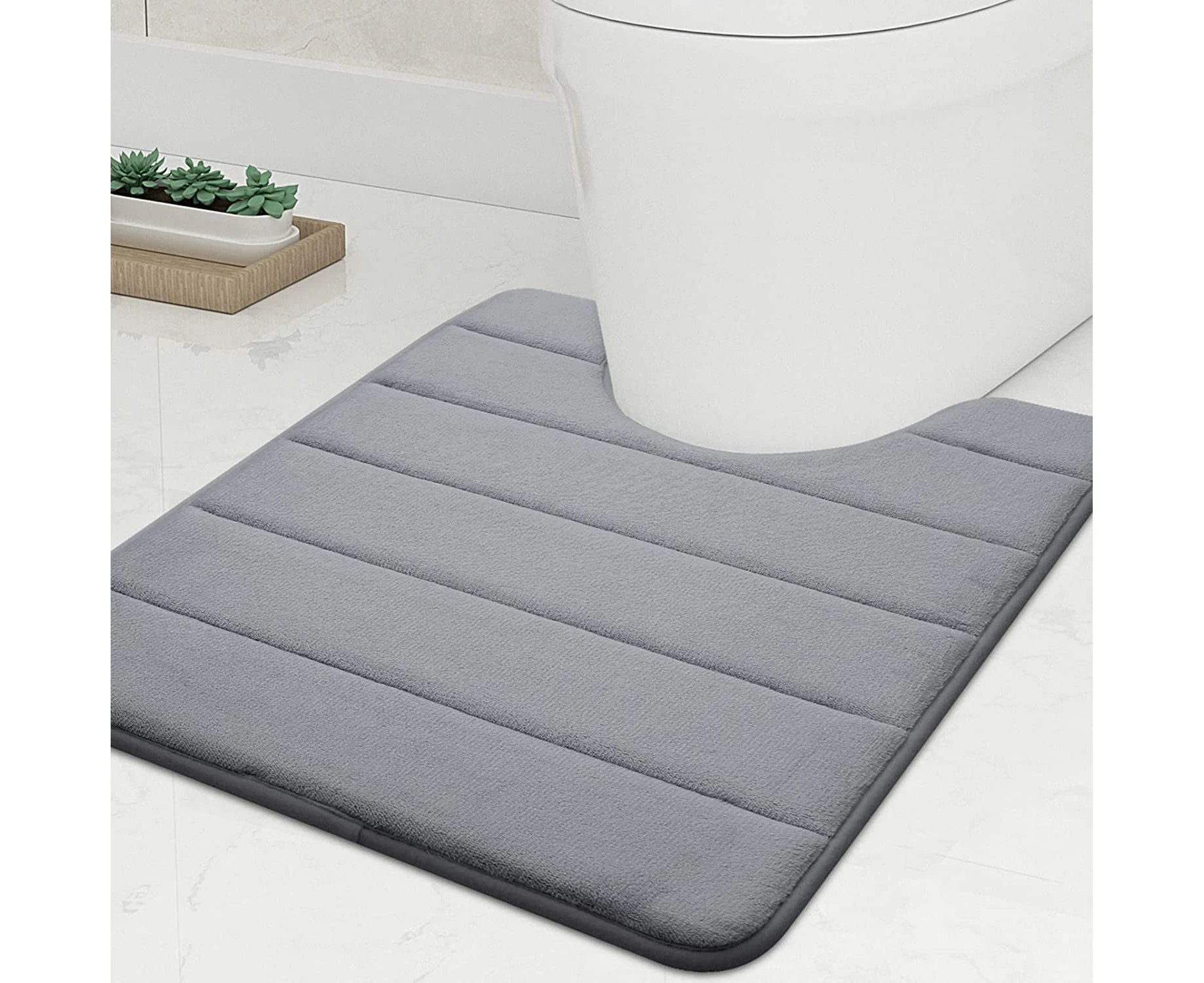 Memory Foam Toilet Bath Mat U-Shaped, Commode Contour Rug, Soft and Comfortable, Super Water Absorption, Non-Slip, Thick