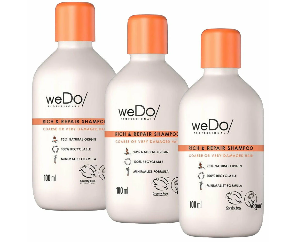 3pk weDo Professional Rich & Repair Shampoo Coarse or Very Damaged Hair 100ml