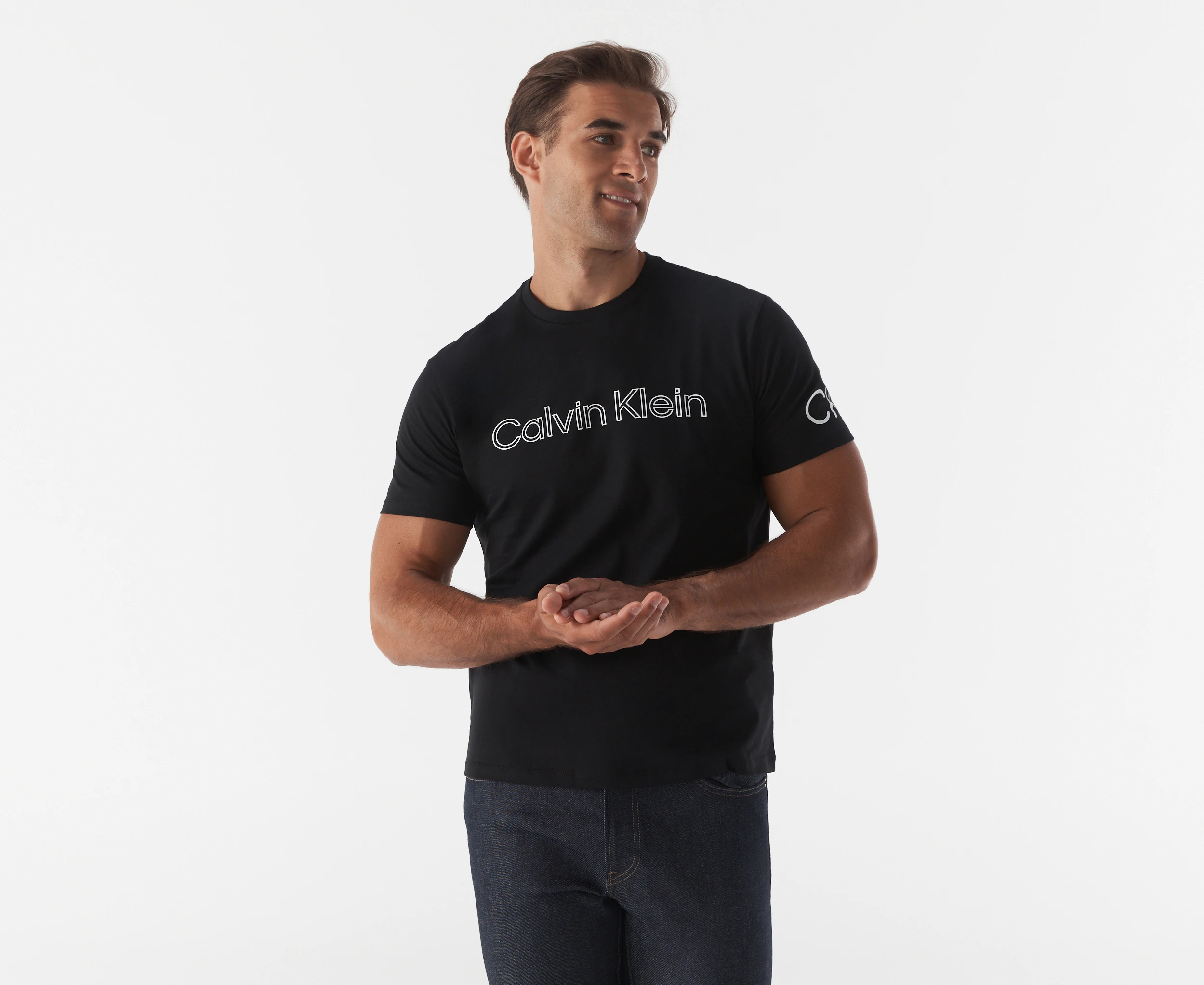 Calvin Klein Men's Travelling Logo Crewneck Tee / T-Shirt / Tshirt - Black