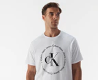 Calvin Klein Men's Monogram Circle Logo Tee / T-Shirt / Tshirt - Brilliant White