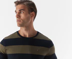 Tommy Hilfiger Men's Nantucket Rugby Stripe Tee / T-Shirt / Tshirt - Army Green