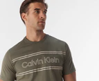 Calvin Klein Men's Outline Boxed Logo Crewneck Tee / T-Shirt / Tshirt - Dusty Olive