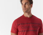 Calvin Klein Men's Outline Boxed Logo Crewneck Tee / T-Shirt / Tshirt - Chili Pepper