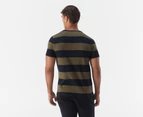 Tommy Hilfiger Men's Nantucket Rugby Stripe Tee / T-Shirt / Tshirt - Army Green