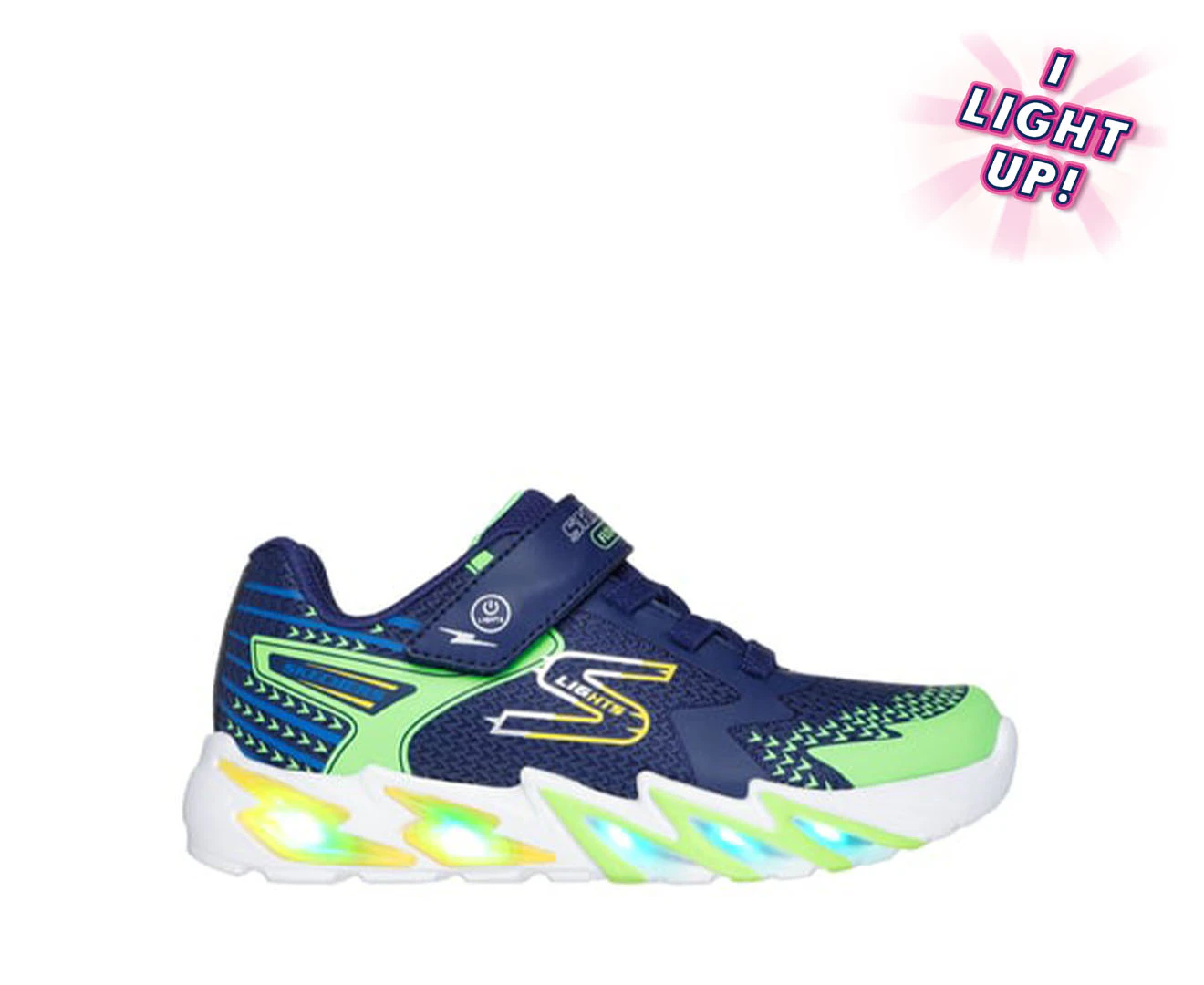 Skechers Boys' S-Lights Flex-Glow Bolt Light-Up Sneakers - Navy/Multi