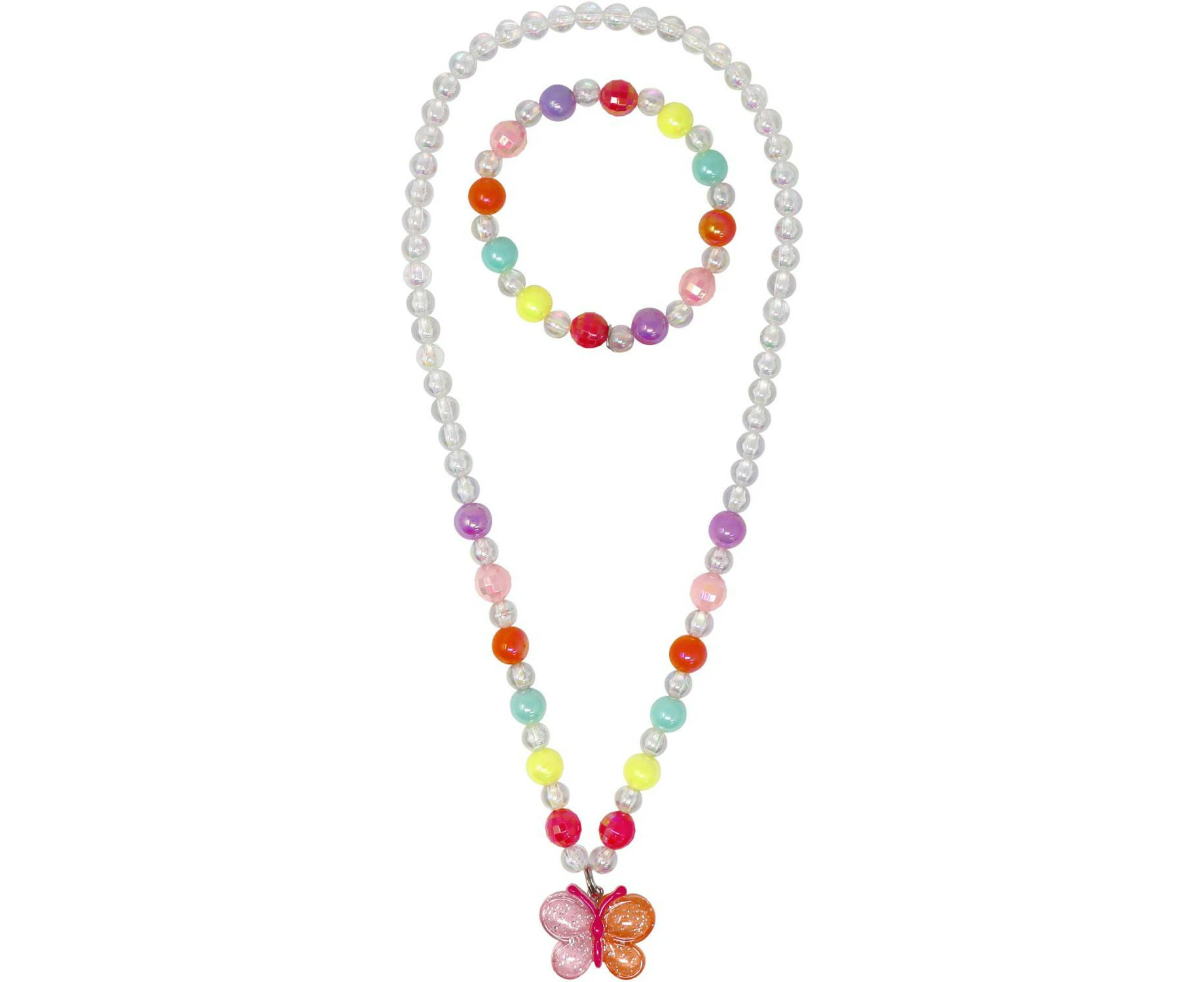 Pink Poppy - Butterfly Necklace And Bracelet Set