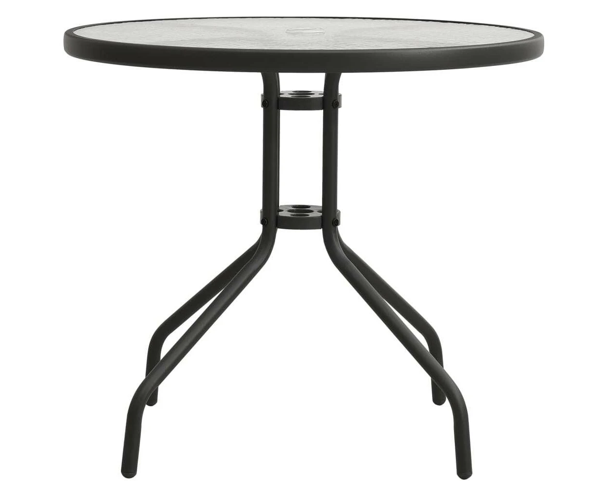 Outdoor Bistro Table Patio Furniture Garden Coffee Tables Steel Glass Top Grey