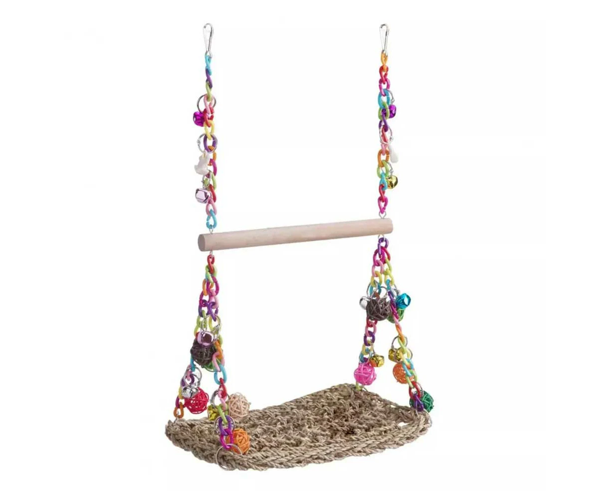 Parrot Hammock Swing Toy With Colourful Chain Double Swing For Bird Cage Play