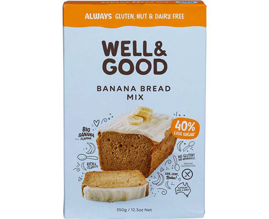 WELL & GOOD Banana Bread Mix 40% Less Sugar 350g