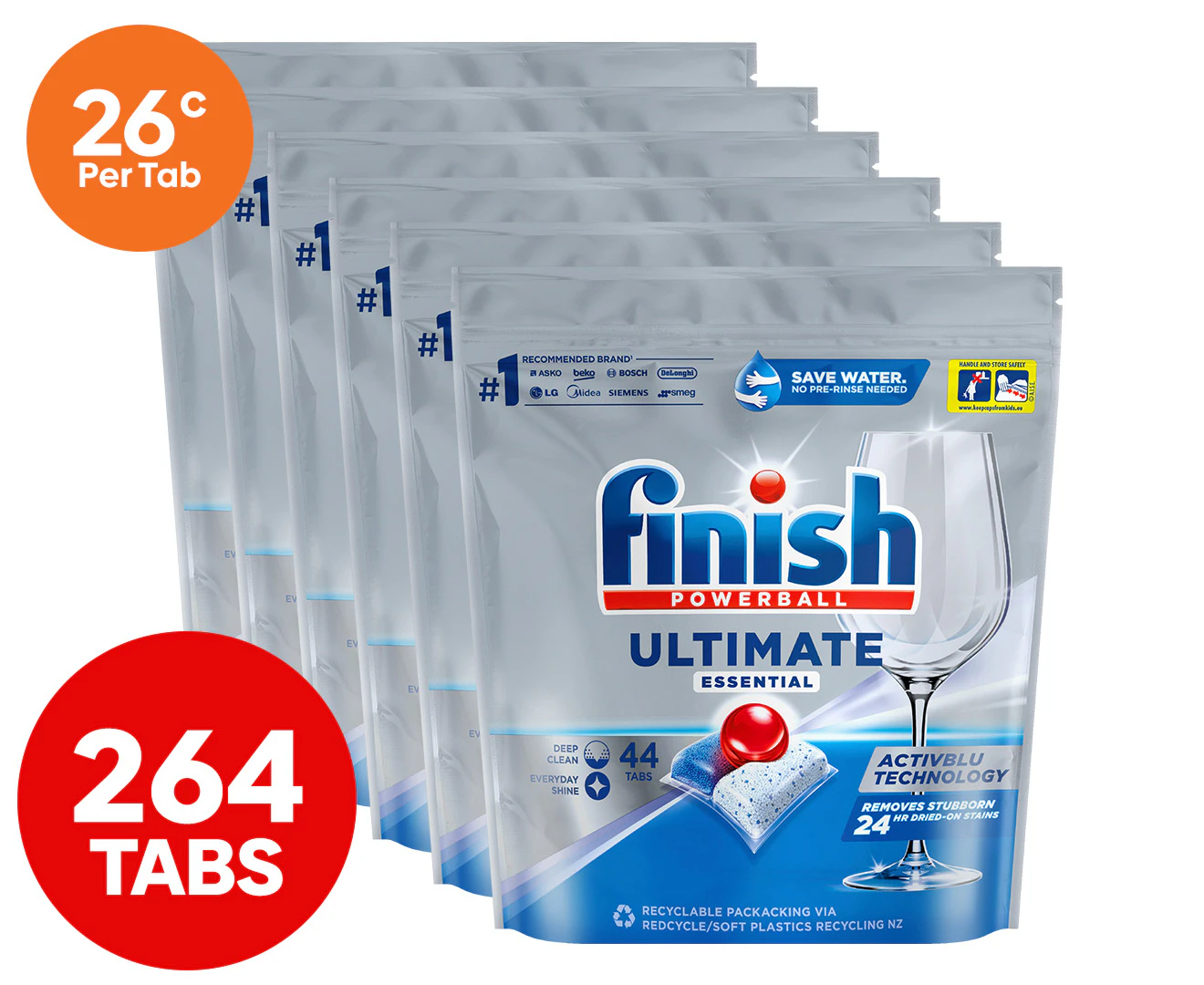 6 x 44pk Finish Ultimate Essential Dishwasher Tabs